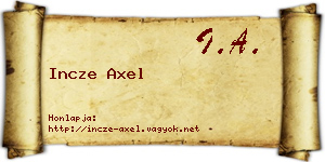 Incze Axel névjegykártya